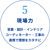 5現場力　営業・設計・インテリアコーディネーター・工事の連携で理想をカタチに