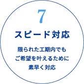 7スピード対応　限られた工期内でもご希望を叶えるために素早く対応